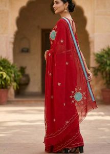 Beautiful Red Embroidered Saree