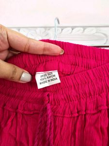 Soundarya Vibrant Pink Peacock Feather Print Skirt