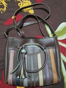Forever Young Brown Striped Handbag