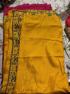Vibrant Yellow Embroidered Saree