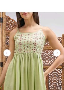 VISHUDH Light Green Summer Dress with Embellished