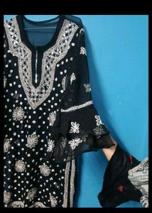 Elegant Black mirror Chikankari Kurta