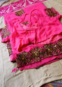 Chiffon Georgette Saree With Tailor Made Blouse.