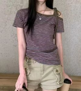 Striped One-Shoulder T-Shirt