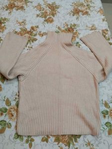 Women's Ribbed Turtleneck Sweater with free t-shir