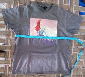 Grey T-Shirt with Ariel Graphic Print