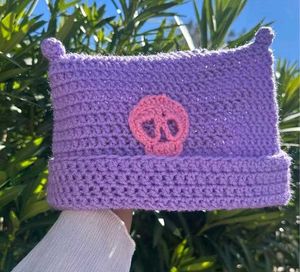 Kuromi-Inspired Crochet Cat Beanie
