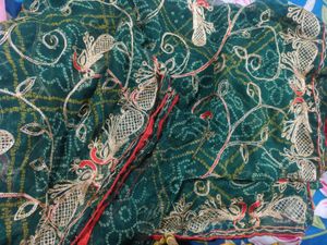 Embroidery bandhini saree with blouse piece