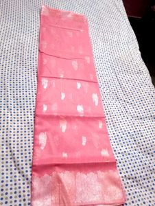 Beautiful Pink Saree with Silver Work
