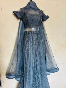 Stunning Grey Embroidered Lehenga Choli