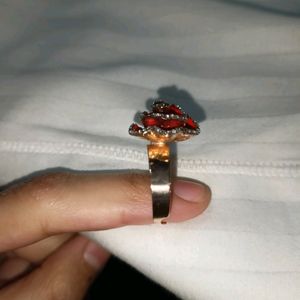 Red Black Golden Rose Ring