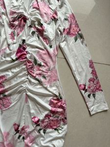 Chic Floral Print Ruched Dress