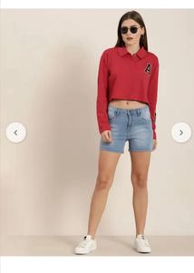 Red Cropped Long Sleeve Top