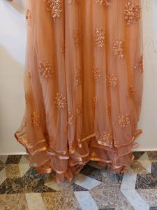 Party Wear Peach Embellished Anarkali