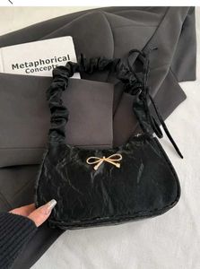 Chic Black Ruched Shoulder Bag