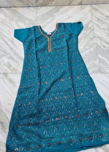 Beautiful Teal Embroidered Kurta