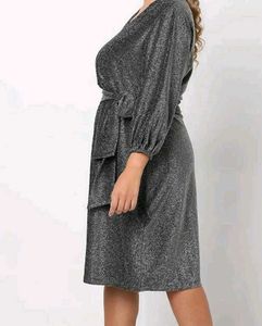 Sparkling Silver V-Neck Dress