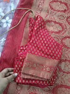 Vibrant Red Banarasi Georgette Saree with Blouse