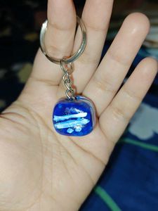 Three Handmade Painted hard clay Keychains