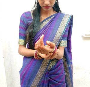 Elegant Purple Striped Saree