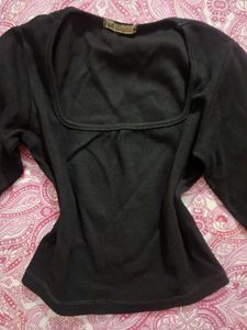 Zara Black Square Neck Top