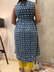 Elegant Blue &amp; Yellow Kurta Set