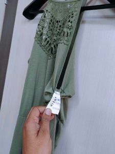 Olive Green Crochet Jumpsuit With Pockets