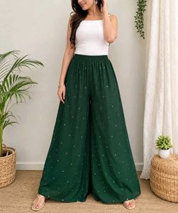 westside Embellished Green  palazzo pant