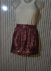 Sparkling Pink Sequin Mini Skirt