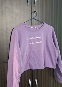 Purple Cropped Graphic T-Shirt