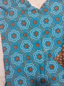 Blue Floral Kurta Set with Brown dupatta