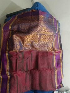 Kanjeevaram pure Maroon &amp; Purple Silk Saree