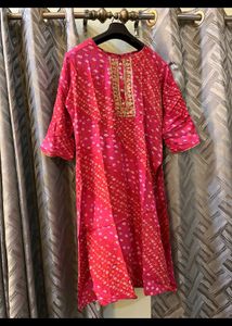 Pink Bandhani Kurta