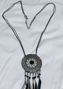 Boho Dreamcatcher Pendant Necklace with Feathers