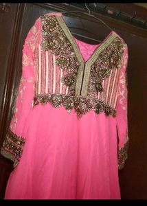 Stunning Pink Embroidered Anarkali Suit only kurta