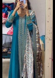 Teal Embroidered Kurta