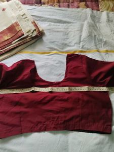 Elegant Cream Saree with Red blouse