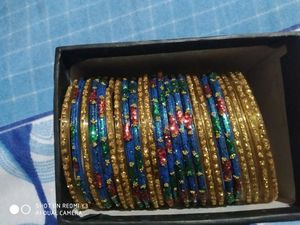 Green Blue Golden Mix Colors Chudi Set