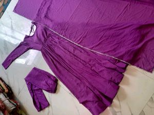 Elegant Purple Anarkali Kurta Set 3pc M