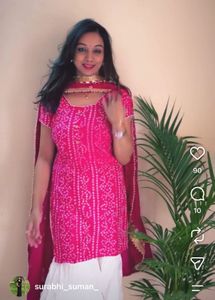 Pink Bandhani Kurta Set with Dupatta