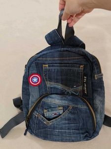 Denim Backpack with Captain America Patch