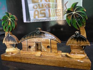 It Is A House With Huts And Trees. It Is Handmade Made With Love And Care.
