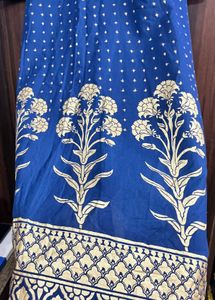 Elegant Blue Kurta with Gold Print