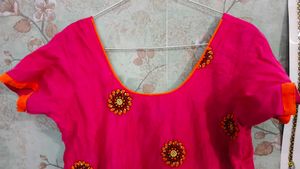 Vibrant Pink Embroidered Kurti