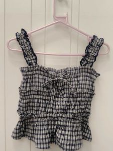 Cute Plaid Smocked Crop Top