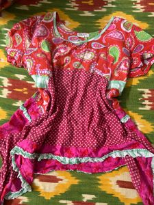 Whimsical Paisley & Polka Dot Ruffled Kurta