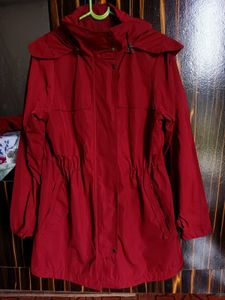 Chic Red Hooded Parka Jacket