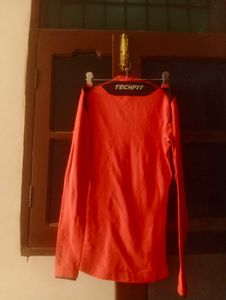 Bright Orange Long Sleeve Turtleneck Top