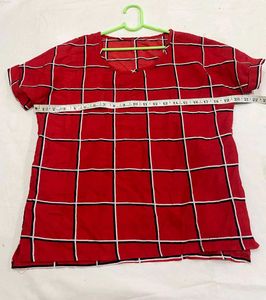 Red & White Checkered Casual Top