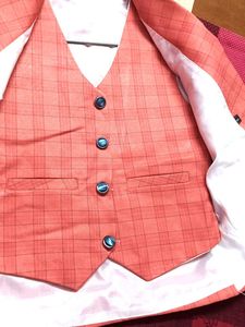 Men's Coral Checked Waistcoat